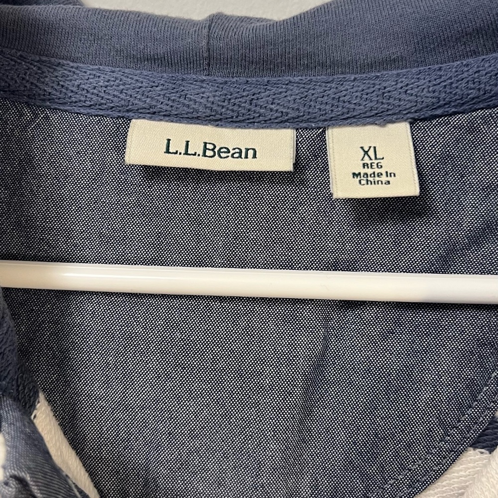 L.L. Bean Navy and Cream Hooded Striped Sweatshirt - Picture 3 of 6
